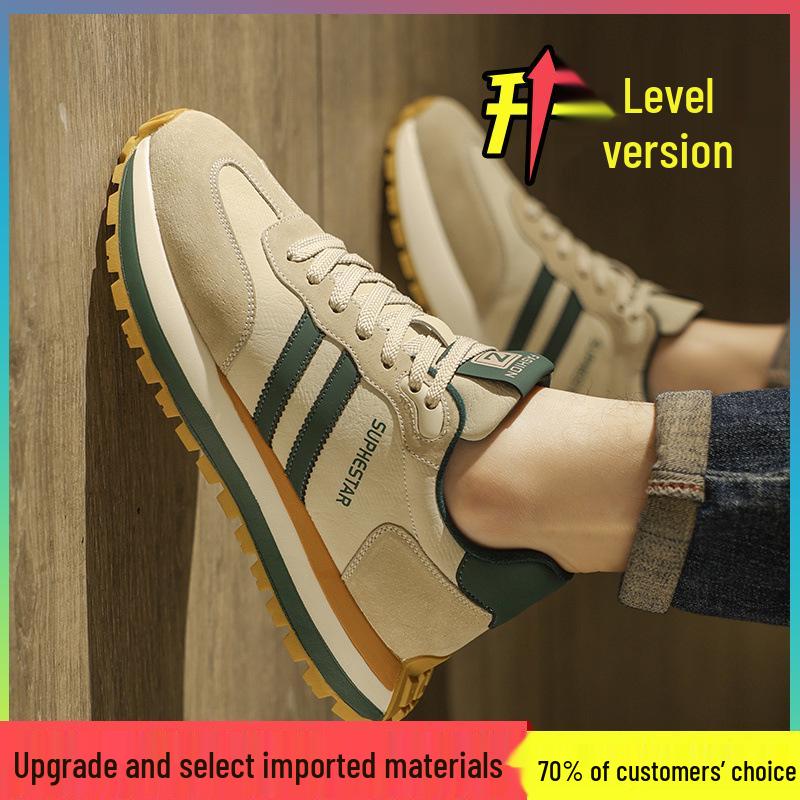 Putian Men's Thick-Soled Leather Sneakers - Trendy Autumn Running & Casual Shoes for Teens 