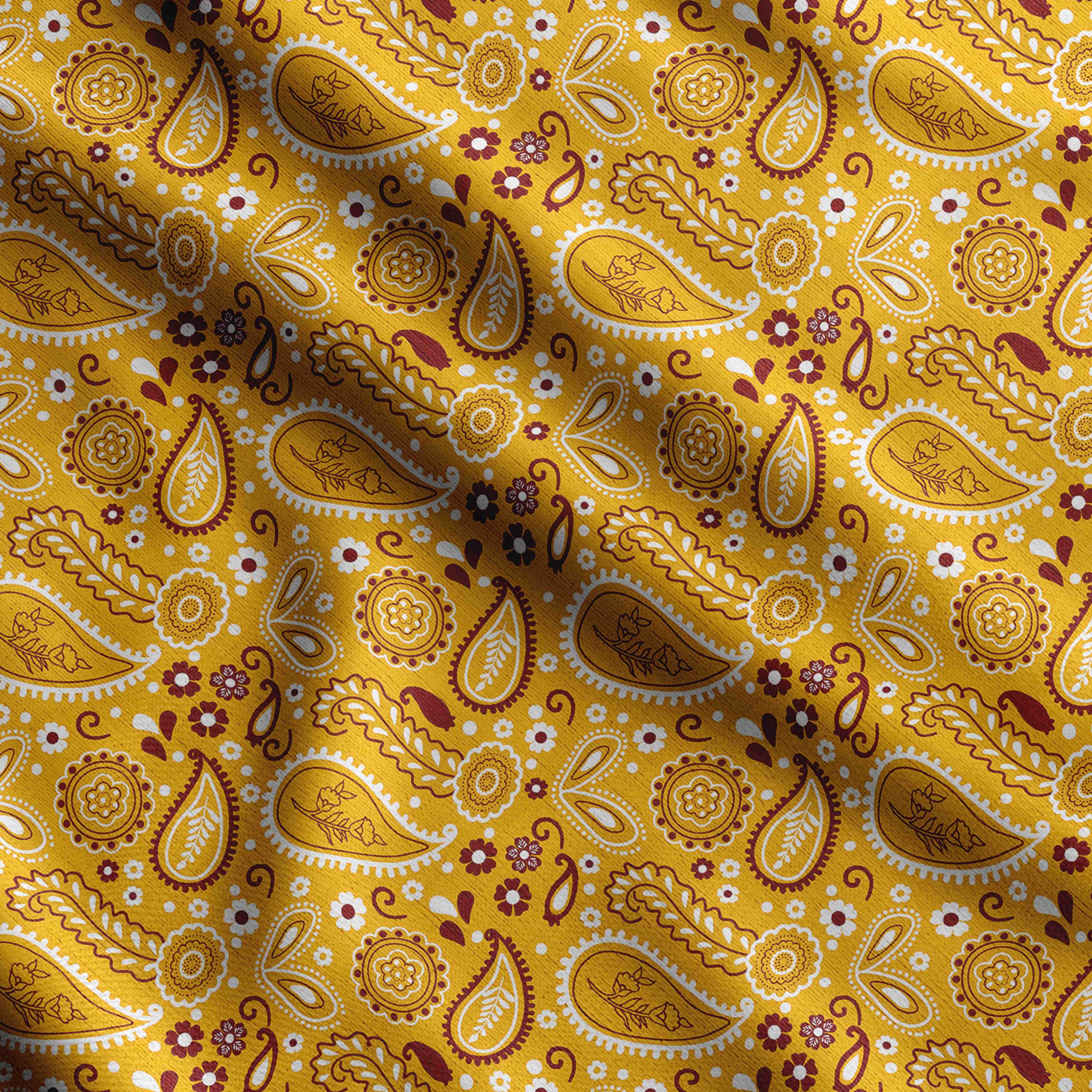 

Азіатський пейслі Soimoi, бавовняний кембрік, стьобальна тканина, продана The Yard шириною 42 дюйми, бавовняна тканина середньої щільності, 42 Inch Wide - Cotton Cambric жовтий