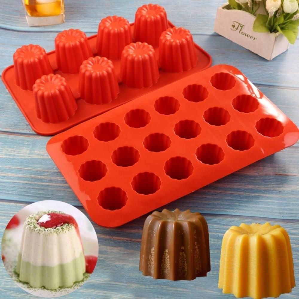 8/18 Cavity Silicone Canele Mold Mini Nonstick Canneles Cake Pan for Mousse Fondant Muffin DIY Baking Tray Kitchen Accessories