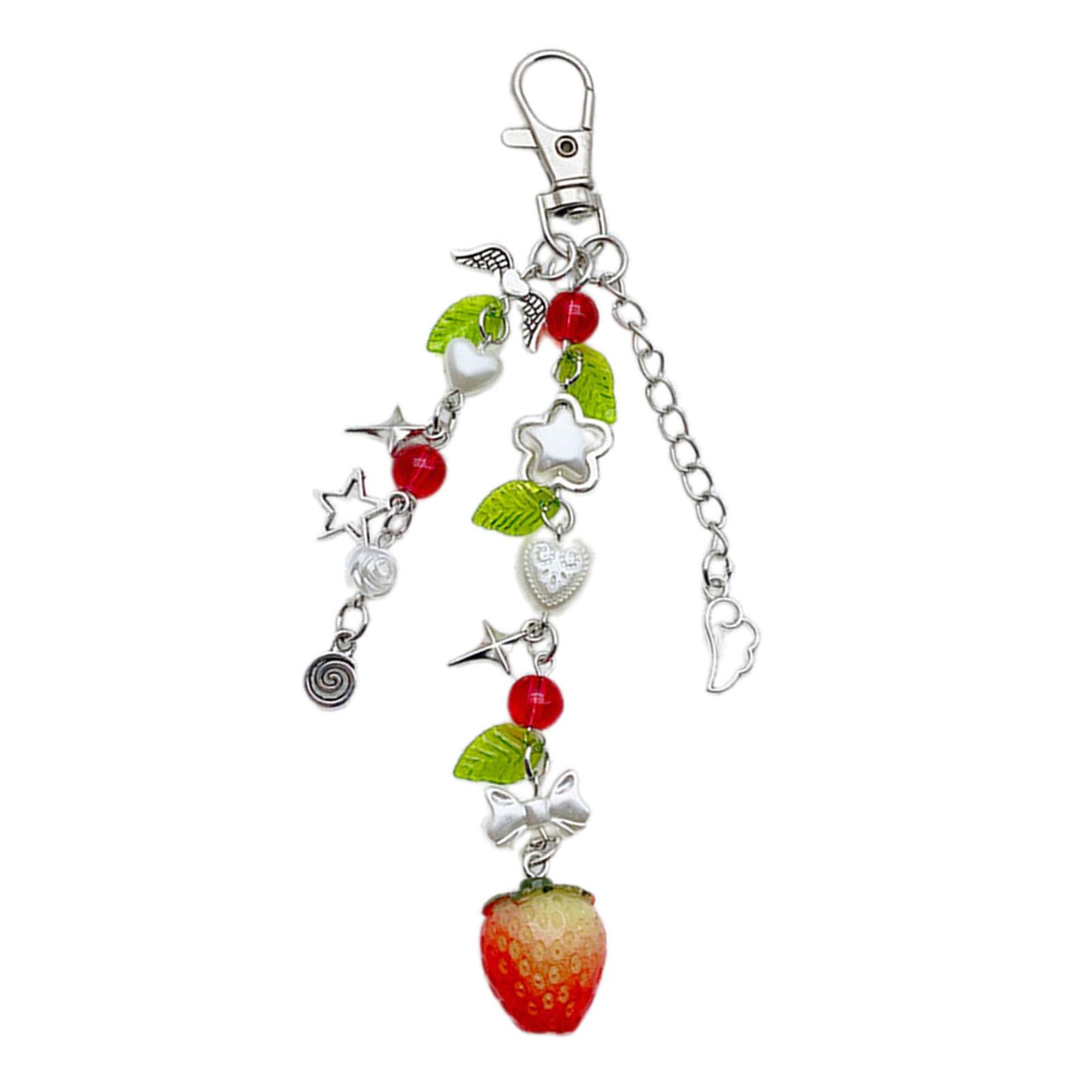 

Брелок ручної роботи Підвіска Полуниця/Персик Шарм Брелок Барвистий бісерний брелок Ювелірні вироби для стильних людей 1 червоний