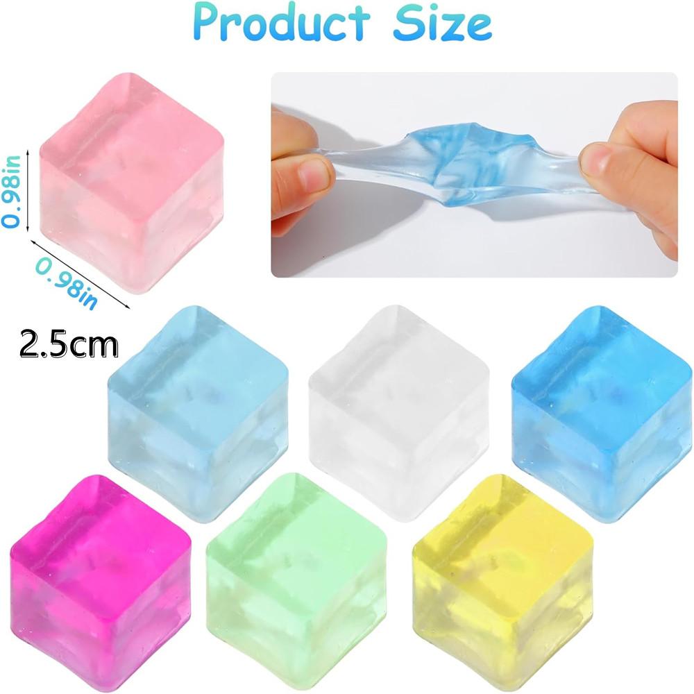 1/3/5/10 Pcs Fidget Toy Mini Squishy Toys Ice Block Stress Ball Toy Kawaii Transparent Cube Square Stress Relief Squeeze Toy