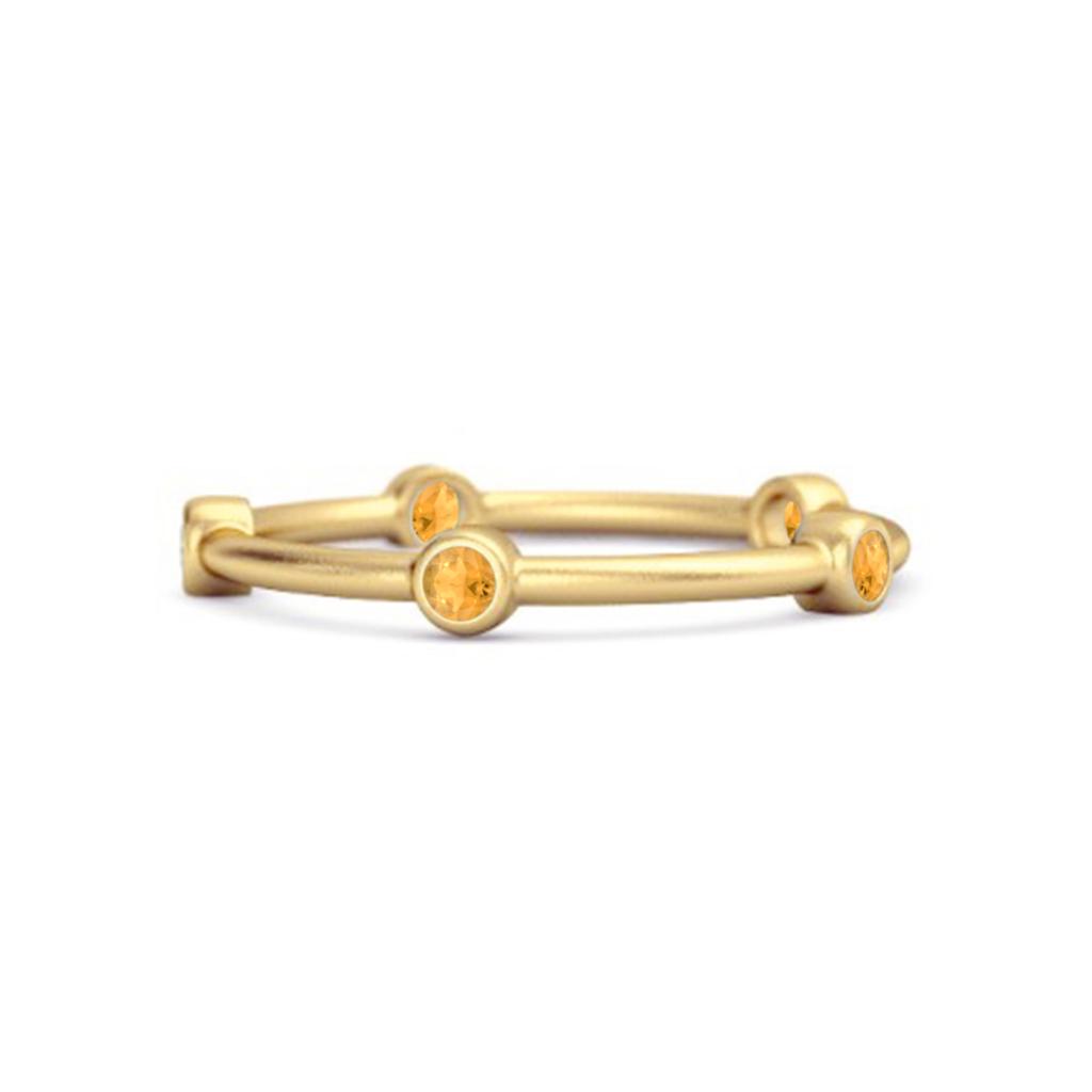 Citrine Bezel Station Contemporary Minimalist Ring - 925 Sterling Silver Gold Vermeil