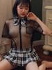 JIMIKO sexy Studentin transparente Unterwäsche Frau erotische durchsichtige Uniform Matrosenschulmädchen-Outfit Cosplay Kostüme Dessous