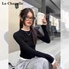 La Chapelle Women's Faux Two-Piece Long Sleeve T-Shirt
