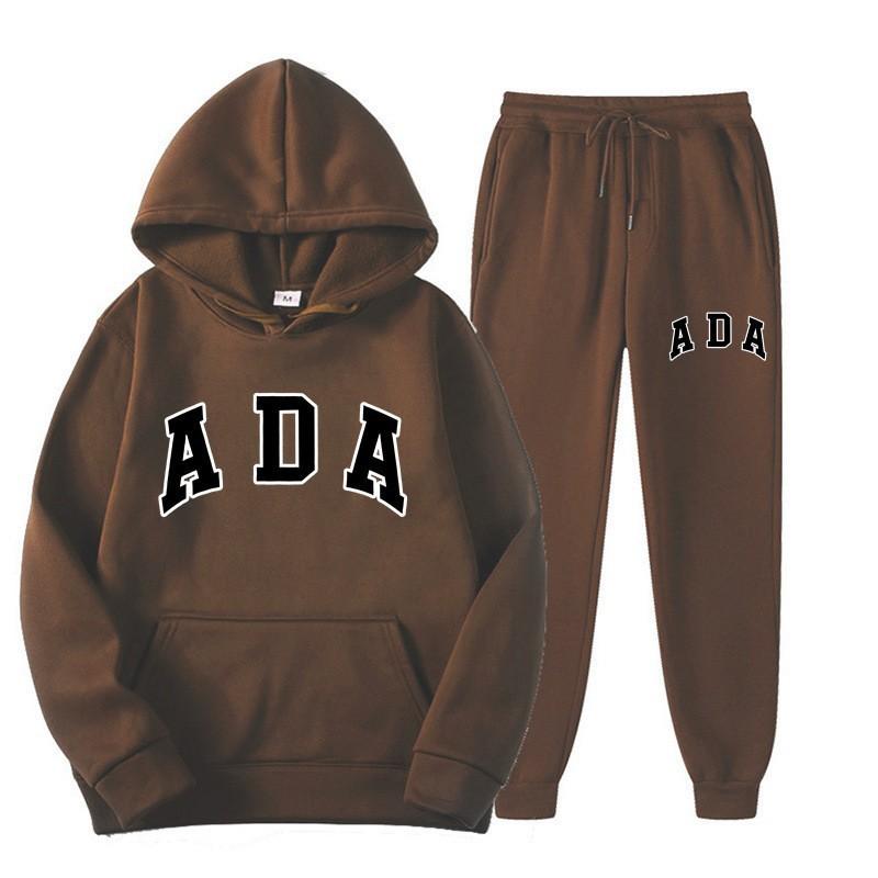 European and American Hot Casual Versatile Letters Loose Hooded ADA Sweater Velvet Men's and Women's 2-piece Set