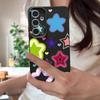 Blended Colorful Stars Pattern Case For Samsung Galaxy S26 Ultra S25 Edge S24 S23 S22 Plus S21 FE Leather Texture Silicone Cover