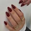24 Pcs Wine Red Almond Press On Nails Medium Length Full Cover False Nail Tips Simple Wearable Manicure