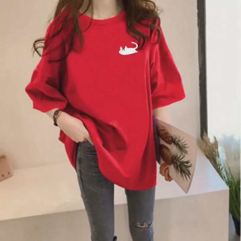 Women's Trendy Loose Round Neck Printed T-Shirt - Summer Lazy Style