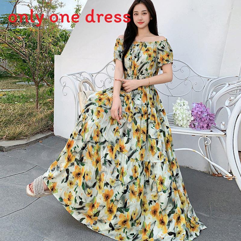 Bohemian Maxi Dress With Elastic Waist For Summer Beach Vacation And Artful Style