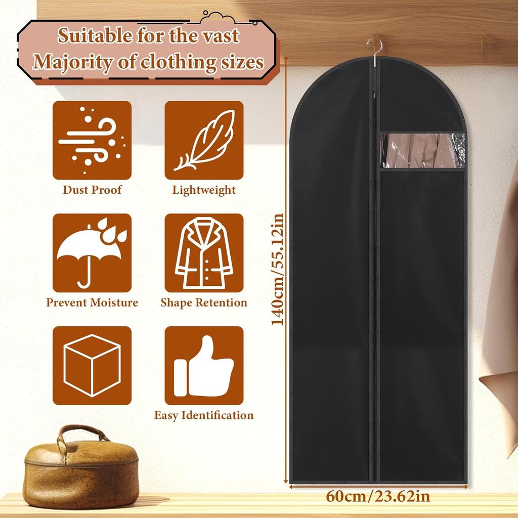 Hanging Garment Bag, 55'' Suit Cover with Clear Window, Garment Bags for Hanging Clothes, Dress Bags for Gowns, Dress Storage Bags for Closet