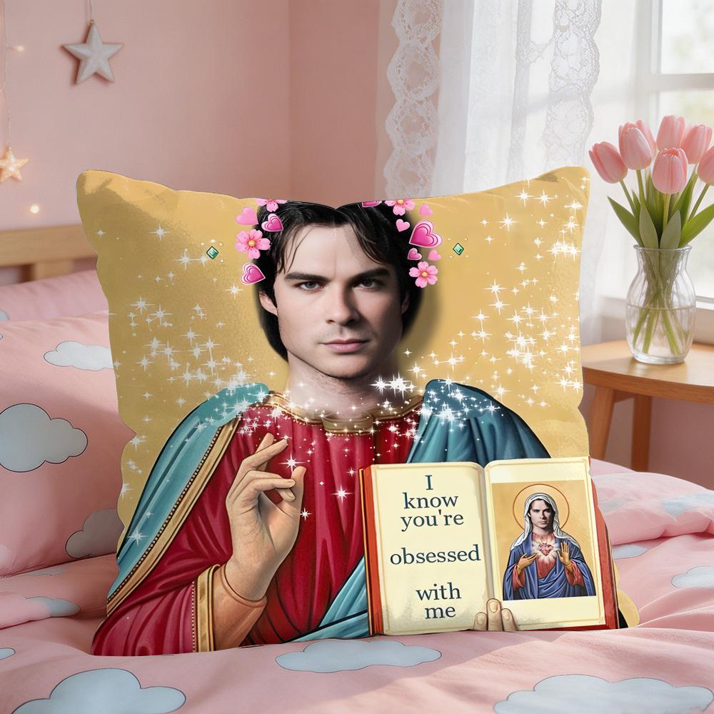 DDamon Salvatore COOL Cushion Cover Square Short Plush Pillow Case Living Room Sofa Home Decor Funda X