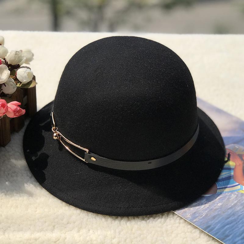 Wollene Wollene Beckenhut Damen Retro Britischer Dom Eimerhut Nischendesign Damen Hut