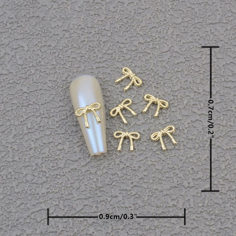 Oro Argento Fiori Accessori Manicure Unghie Unghie Gioielli Nail Art Fiocco Decorazioni Unghie Punte per Nail Art 3D