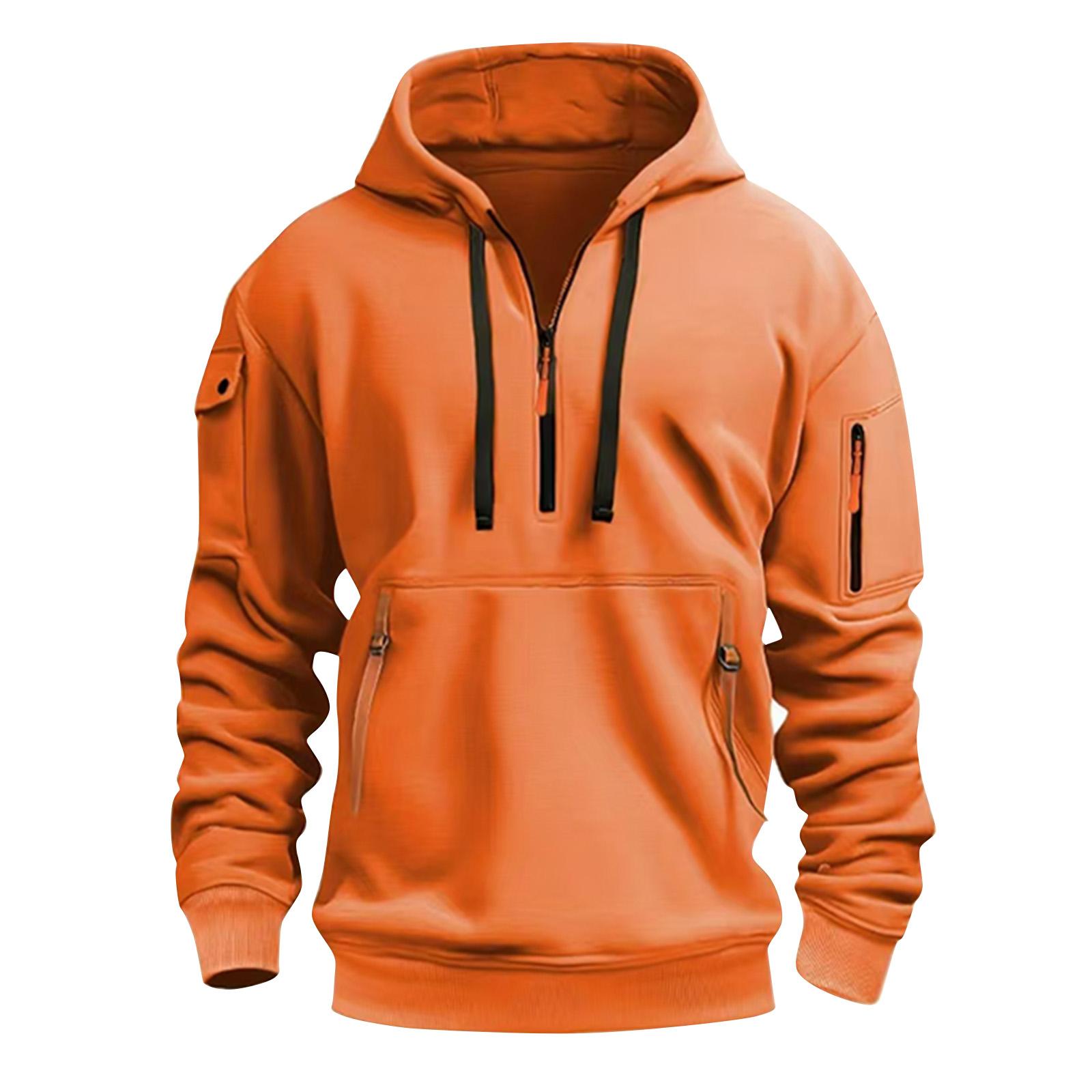 

Men s Color Half-Zip Hoodie Men s Sports Plus Size Casual Sweatshirt XXXXL помаранчевий