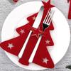 24pcs Christmas Tree Cutlery,Felt Fork Spoon Bag Set Holder Table Decoration,for Christmas New Year Party Dinner Table Supplies