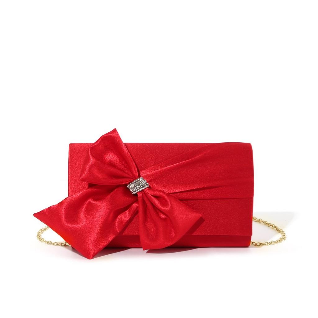 Elegant Bow Flap Evening Bag For Women Handbag Rhinestone Clutch Purse Formal/Wedding/Prom/Party Lady Crossbody Shoulder Bags