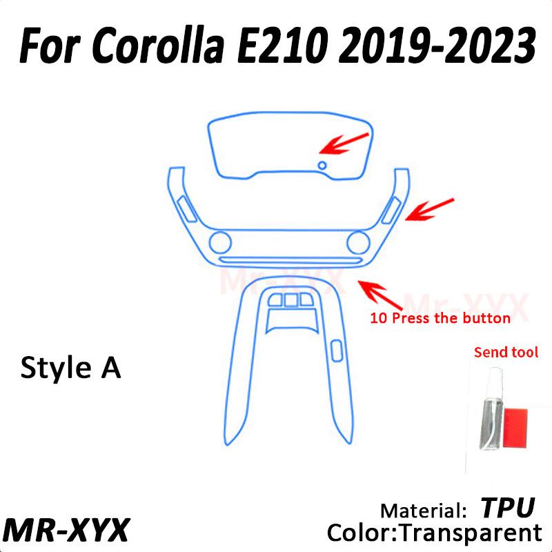 For TOYOTA Corolla E210 -2023 Car Console Gearbox Panel Sticker Transparent TPU Automotive interior protective