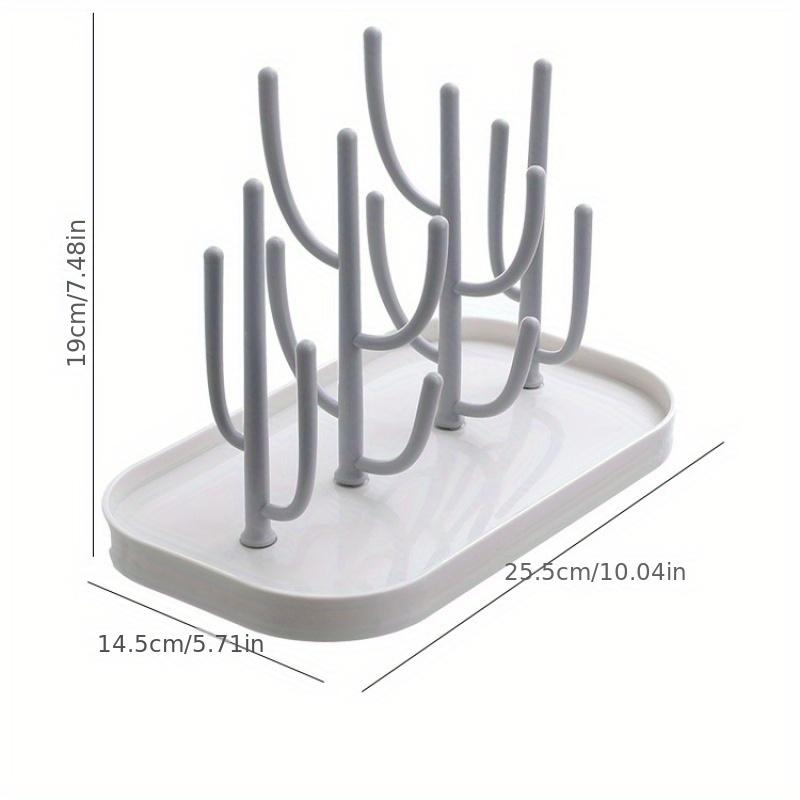 Multi Functional Feeding Bottle and Cup Drying Rack Fits All Bottle Sizes,with Pacifier and Bottle Brush Holder,Ideal for Kitchen,Nursery Drain Rack