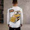 Men Plus Size Crew Neck Long Sleeve Shirt Black Gothic Skull And Wolf Graphic Top