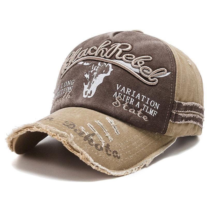 Popular hat pure cotton denim washed hole shading cap old embroidered retro baseball cap