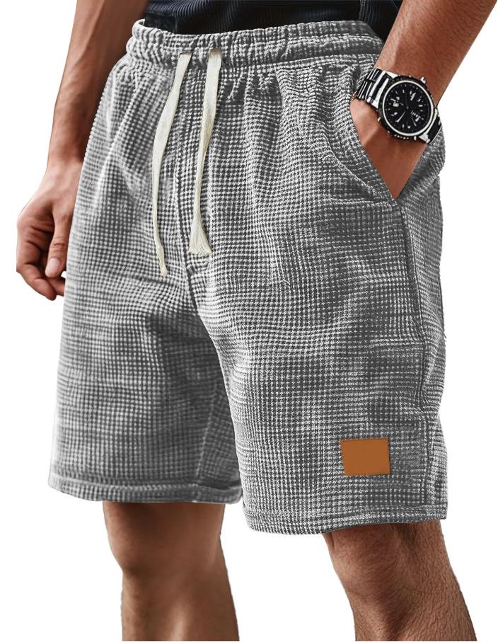 Value Vault Europese & Amerikaanse Stijl Heren Wafel Trekkoord Casual Korte Broek 2025. XL grijze kleur