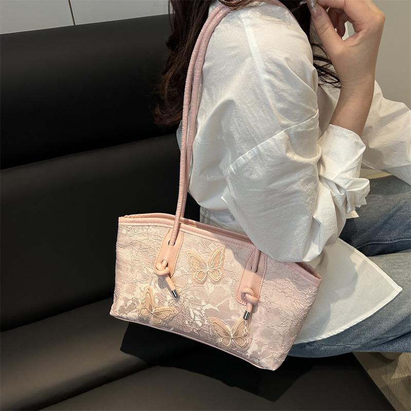 2025 New Sweet Wind Embossed Butterfly Embroidered Underarm Women's Bag Large Capacity Versatile Commuter Premium Shoulder Bag