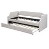 90x200cm Folding Bed Cotton Linen Fabric Day Bed with Pull-out Bed Headboard Strong Wood Slat Support Bed Home Furniture,