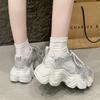 Fashion 8CM High Platform White Shoes Women New 2025 Summer Breathable Crystal Chunky Sneakers Designer Thick Sole Sports Shoes