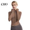 Stand-up Collar Jacket Women Long Sleeve Workout Tops Quick Dry Full Zip Crop Yoga Athletic Slim Sweat-wicking Wear Fit Shirts Sportwear with