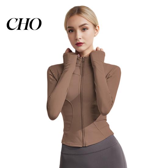 Stand-up Collar Jacket Women Long Sleeve Workout Tops Quick Dry Full Zip Crop Yoga Athletic Slim Sweat-wicking Wear Fit Shirts Sportwear with