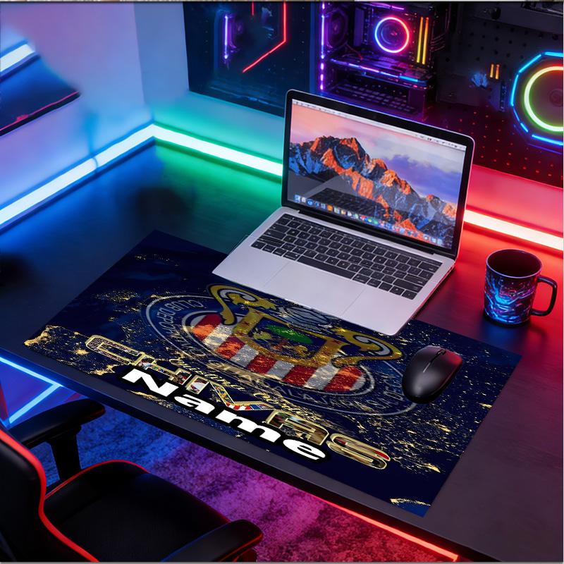 Custom Name Personalized Club Deportivo Guadalajara Pattern Mousepad, Laptop PC Desk Mat, Decorative Desk Mat for Home Keyboard Pad Gift