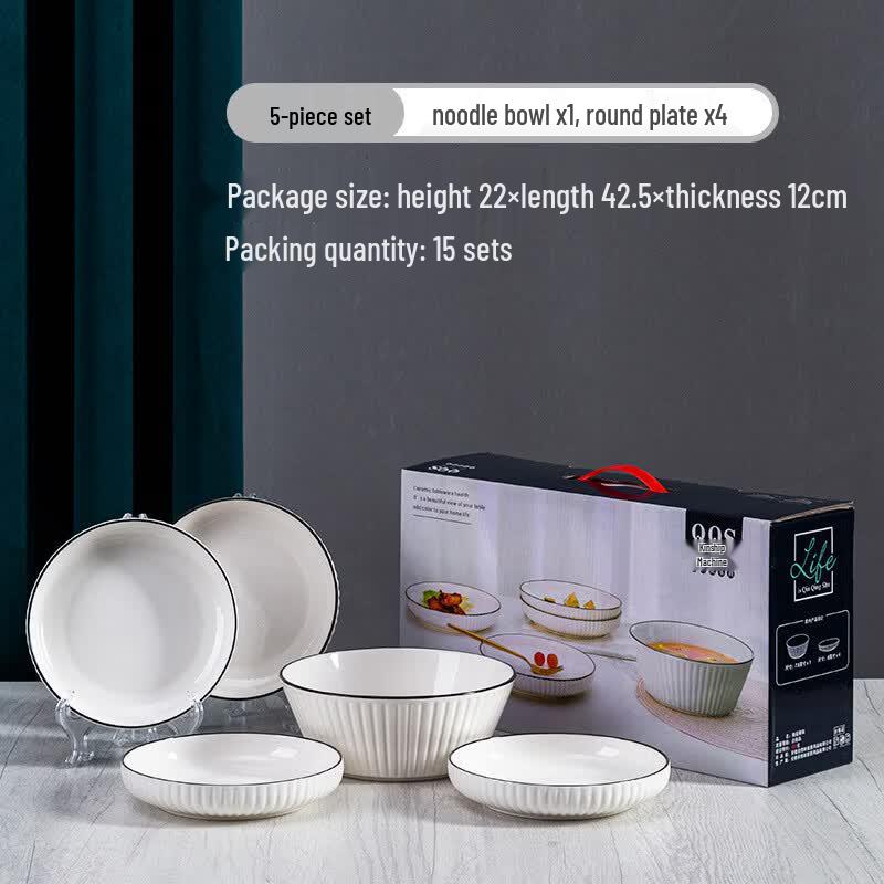IceJoy Ceramic 5-Piece Dish & Bowl Set