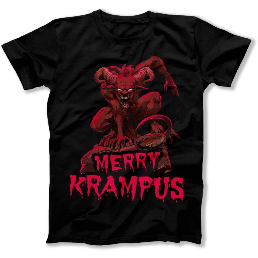 Retro Merry Krampus TShirt 100 Cotton ONeck Short Sleeve Summer Casual Mens Tshirt Size S3XL