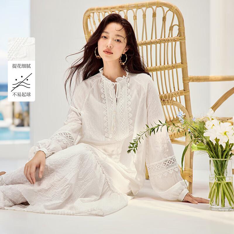 INMAN Белая Жаккардовая Блузка с Длинным Рукавом  Лунное Сияние