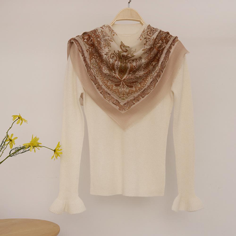 Water-Soluble Cashmere Scarf: Lightweight Square Shawl for Summer & Air-Conditioned Comfort