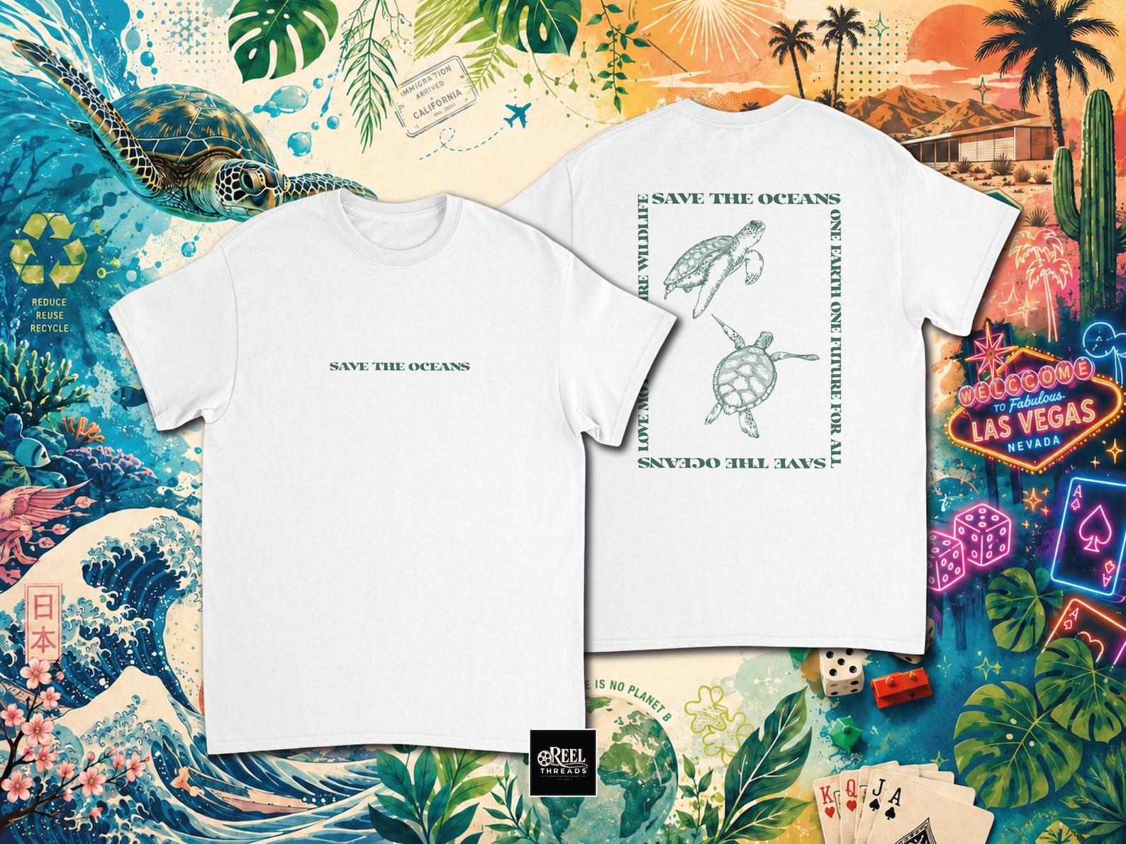 T shirt | Save the oceans | Ocean shirt | Turle shirt | Mother nature shirt | Planet Earth tee | Blue Marble shirt | Nature shirt | Wildlife S