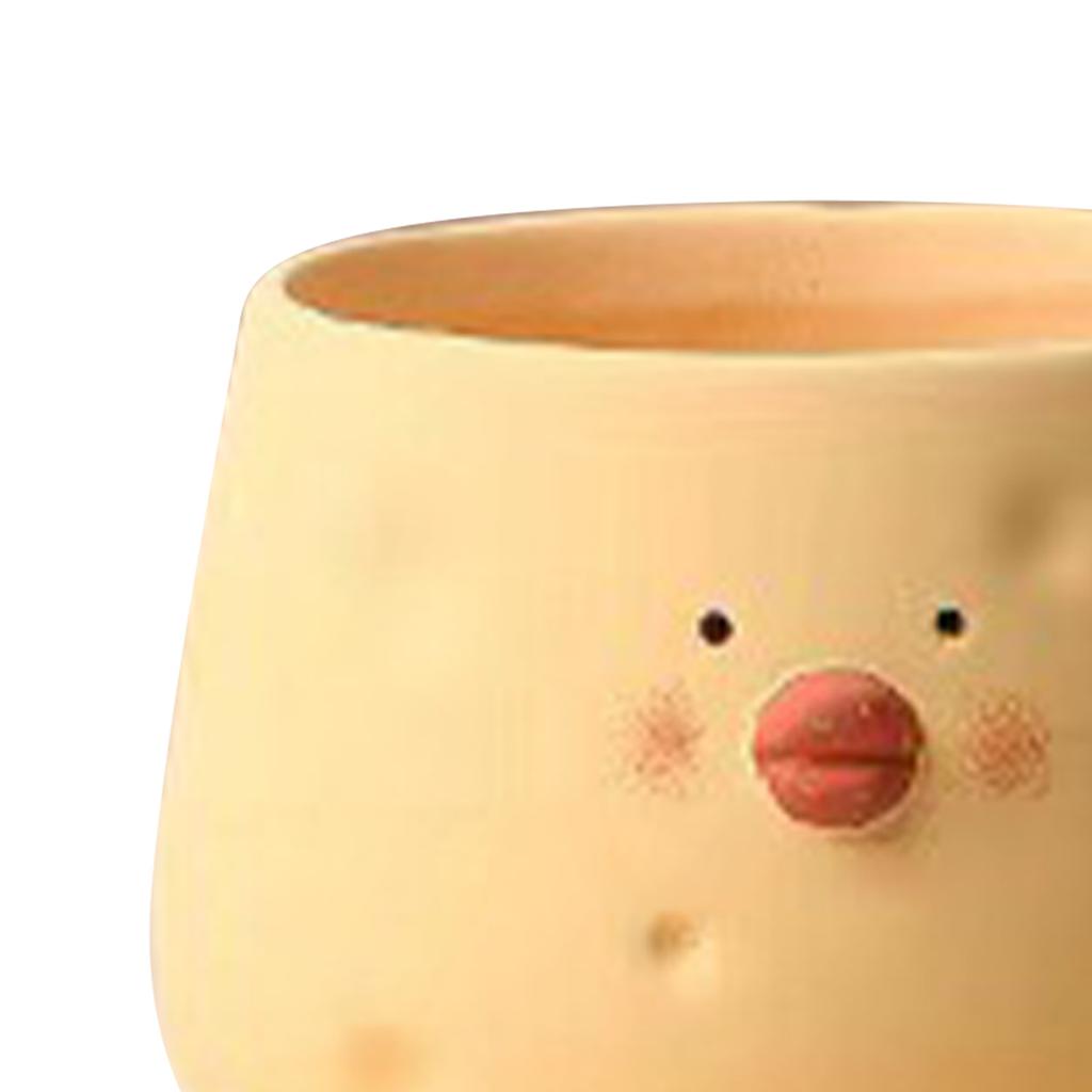 Cute Flower Pot Ceramic Cartoon Chick Planter Succulent Pot for Indoor Outdoor Home Garden Decoration Yellow Bowl Shape