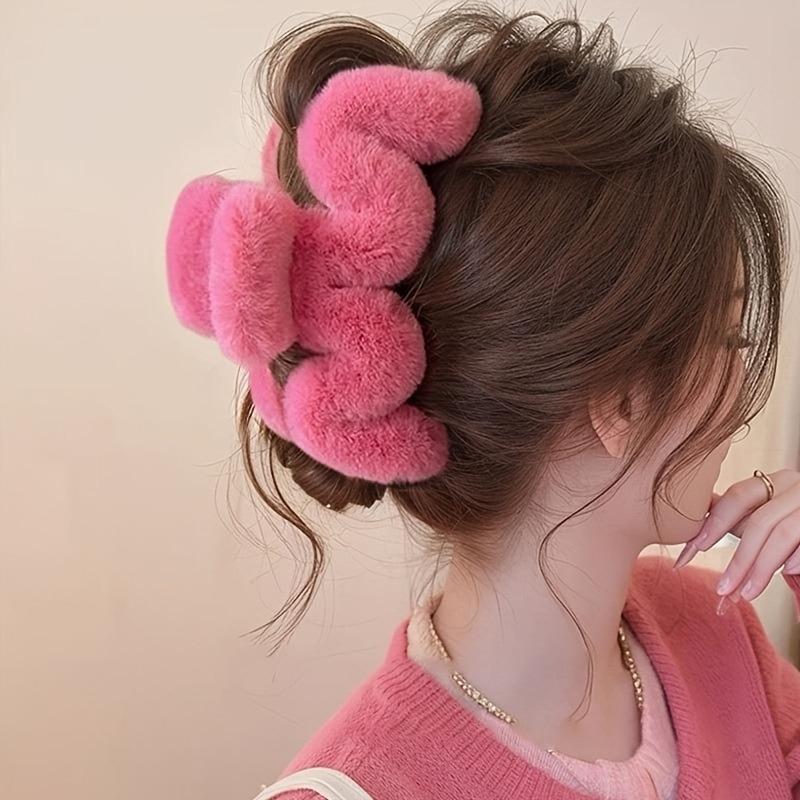 1pc Soft Cute Fluffy Hair with Colorful Autumn Winter Fashion Clips Women's Daily Curly Hair Warm and Versatile Decoration