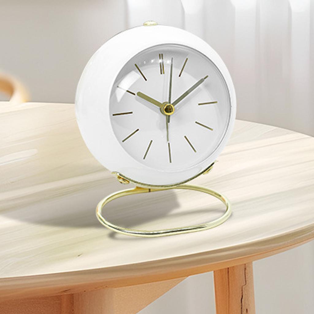 Small Desk Clock with Night Light Silent Non Ticking Battery Powered Analog Alarm Clock for Bedroom Kitchen Bedside Desktop