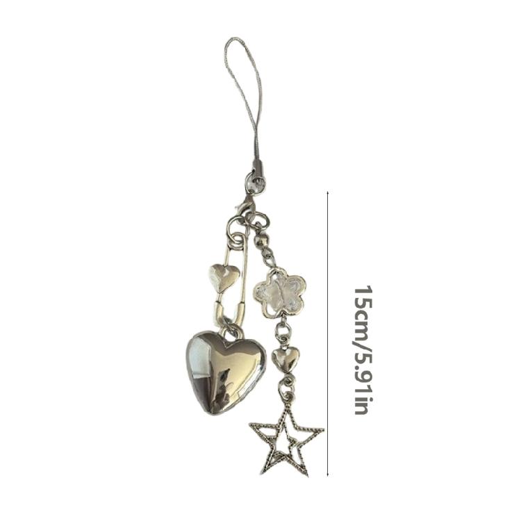 Handsome Metallic Key Holder Artistic Silver Tone Accessory Star Heart Musical Note Pendant Keychain Charm