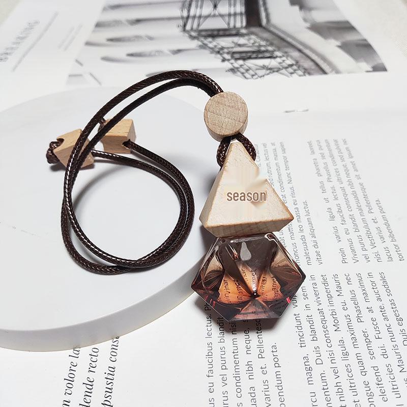 Clear Square Cap Car Perfume Bottle - Glass Pendant