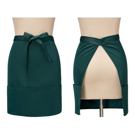 Bistro Server Half Apron For Women, Men | Charcoal Black Canvas With Tan Straps | Waist Style For Waitress, Waiter | Restaurant Professional - View #3