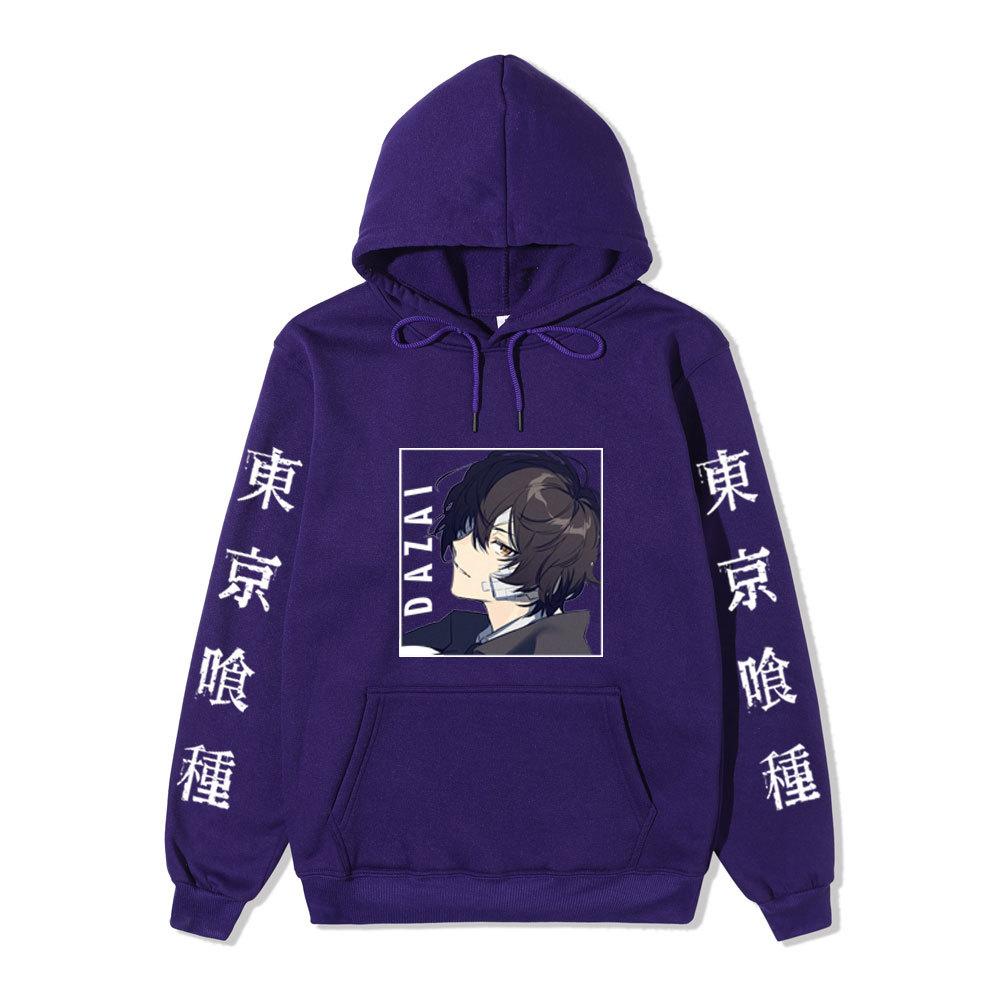 Bungo Stray Dogs Dazai Osamu Unisex Fleece Hoodie Autumn Winter Anime Character Tokyo Kanji Print Long Sleeve Pullover Sweatshirt