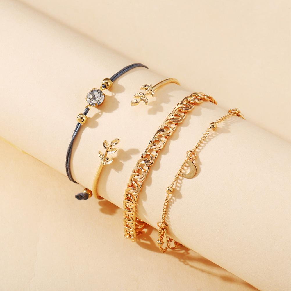 4 Pcs/set Women's Bracelet Rhinestone Simple Style Alloy Bracelet