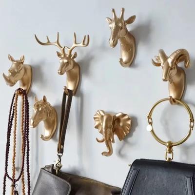 Multi-function Animal Head Hook Wall Mounted Giraffe Hooks Gifts Horse Deer Elephant Rack
