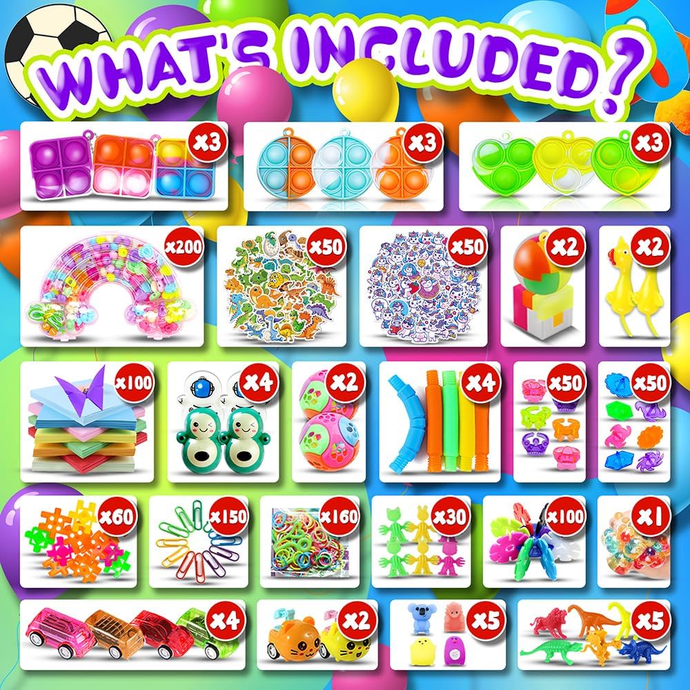 1000pcs Party Favors Goodie Bags for Kids, Fidget Toys Pack, Stocking Pinata Stuffers, Birthday Gifts, Classroom Prize, Treasure Box, Carnival