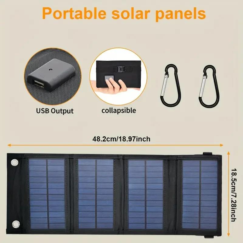 

Portable USB Foldable Solar Panel, Folding Solar Panels For Travel, Mobile Phone Charging Bank Flashlight Fan Mobile Phone Ba