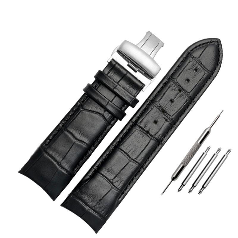 Echtes Leder Uhrenarmband 22mm 23mm 24mm für Tissot T035.407A T035.617A 627A Uhrenarmbänder Armbänder Schmetterlingsverschluss