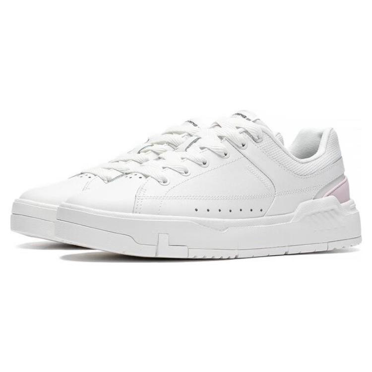 New LiNing COMMON 70s Anti Slip Wear Resistant Low Top Skateboard Shoes Women's White Pink AGCT044-2
