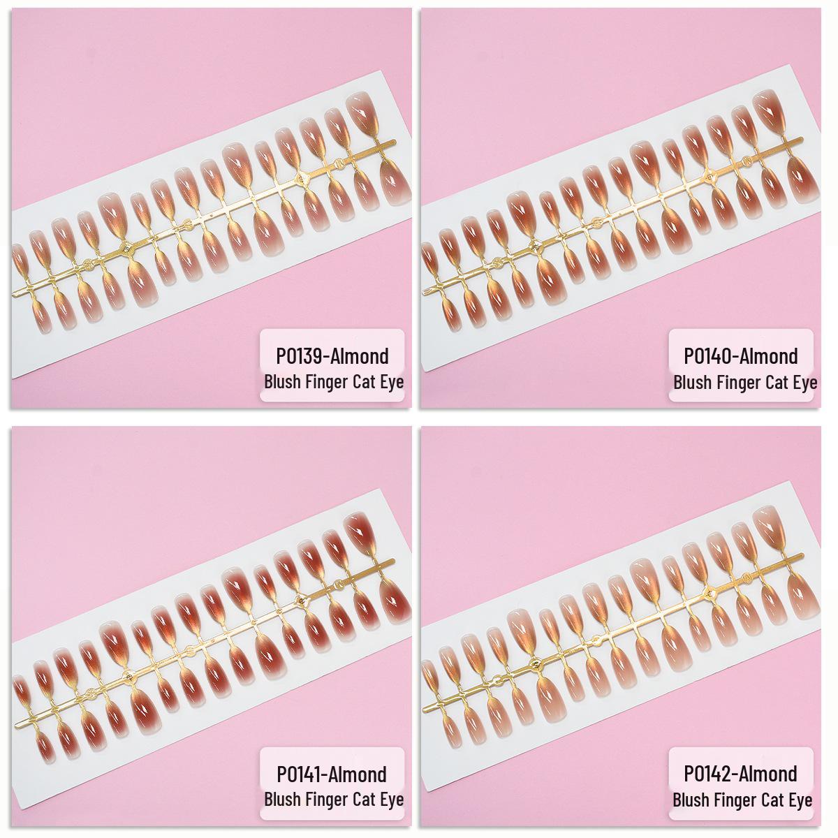 

Gradient Almond Cat Eye Press-On Nails - 30-Piece Minimalist Collection (XS/S/M)